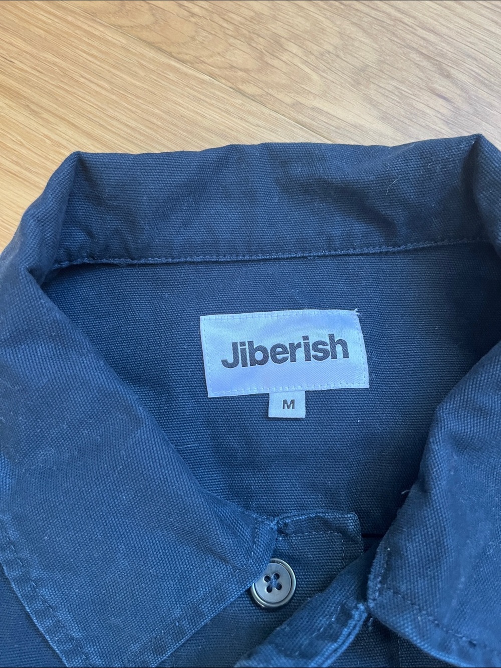 Jibberish Washed Canvas Overshirt-navy size M - Picture 2 of 11